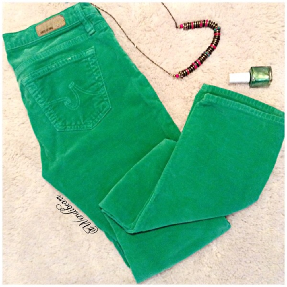 AG Green Corduroy "The Stevie" Slim Straight Leg